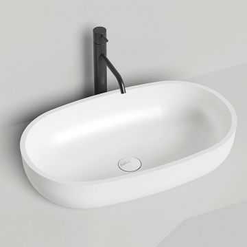 Раковина Salini (Салини) Gloria накладная 64х38.5х14.5cм, без отверстий, без перелива, S-Stone, цвет: белый матовый 1102205M