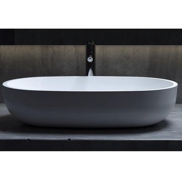 Раковина Salini (Салини) Gloria накладная 64х38.5х14.5cм, без отверстий, без перелива, S-Stone, цвет: белый матовый 1102205M