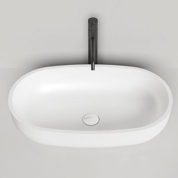 Раковина Salini (Салини) Gloria накладная 64х38.5х14.5cм, без отверстий, без перелива, S-Stone, цвет: белый матовый 1102205M