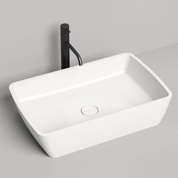 Раковина Salini (Салини) Gloria накладная 65х40х14.5cм, без отверстий, без перелива, S-Stone, цвет: белый матовый 1102212M