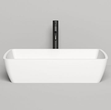 Раковина Salini (Салини) Gloria накладная 65х40х14.5cм, без отверстий, без перелива, S-Stone, цвет: белый матовый 1102212M