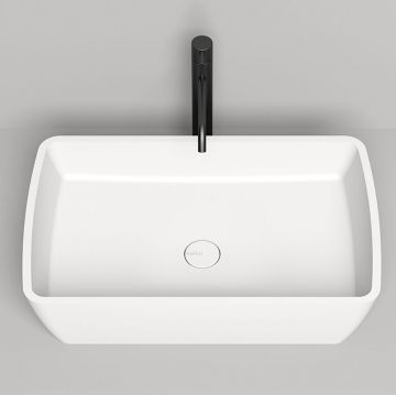 Раковина Salini (Салини) Gloria накладная 65х40х14.5cм, без отверстий, без перелива, S-Stone, цвет: белый матовый 1102212M