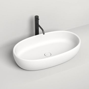 Раковина Salini Luce накладная 70х40х15.5 см, без отверстий, без перелива, S-Stone, цвет: белый матовый 110721M