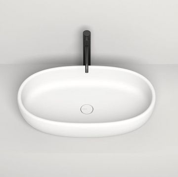 Раковина Salini Luce накладная 70х40х15.5 см, без отверстий, без перелива, S-Stone, цвет: белый матовый 110721M