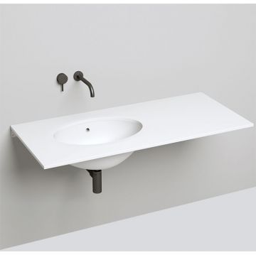 Раковина Salini (Салини) Marea 12 врезная снизу 545х375х187мм, без отверстий под смес, с ПЕРЕЛИВОМ, материал: S-Sense, глянцевый, белый. 1101109G