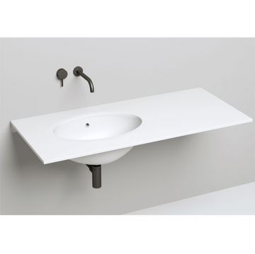 Раковина Salini (Салини) Marea 12 врезная снизу 545х375х187мм, без отверстий под смес, с ПЕРЕЛИВОМ, материал: S-Sense, глянцевый, белый. 1101109G