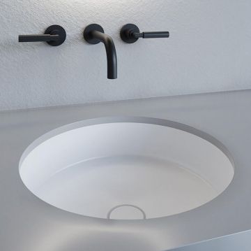 Раковина Salini (Салини) Marea 08 врезная снизу 42х42х12.8cм, без отверстий, без перелива, S-Stone, цвет: белый матовый 1802208M