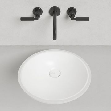 Раковина Salini (Салини) Marea 08 врезная снизу 42х42х12.8cм, без отверстий, без перелива, S-Stone, цвет: белый матовый 1802208M