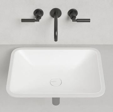 Раковина Salini (Салини) Marea врезная снизу 55х40х13.4cм, без отверстий, без перелива, S-Stone, цвет: белый матовый 1802206M