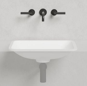 Раковина Salini (Салини) Marea врезная снизу 55х40х13.4cм, без отверстий, без перелива, S-Stone, цвет: белый матовый 1802206M