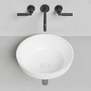 Раковина Salini Marea накладная 41.5х41.5х16см, без отверстий, без перелива, S-Stone, цвет: белый матовый 1802203M