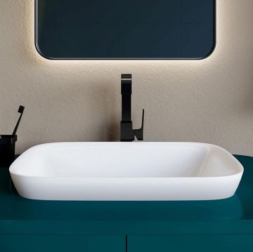 Раковина Salini (Салини) Marea накладная 60х40х16см, без отверстий, без перелива, S-Stone, цвет: белый матовый 1802202M