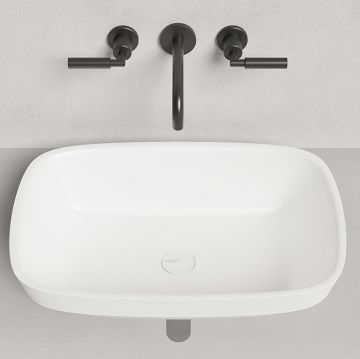 Раковина Salini (Салини) Marea накладная 60х40х16см, без отверстий, без перелива, S-Stone, цвет: белый матовый 1802202M