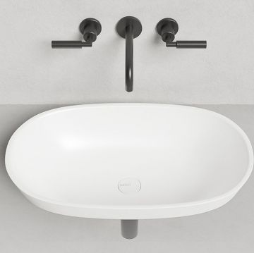 Раковина Salini (Салини) Marea накладная 64.5х38.7х16см, без отверстий, без перелива, S-Stone, цвет: белый матовый 1802201M