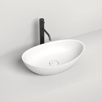 Раковина Salini (Салини) Noemi накладная 56х34х15cм, без отверстий, без перелива, S-Sense, цвет: белый глянцевый 1101103G