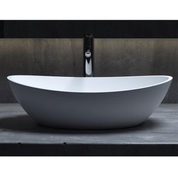 Раковина Salini (Салини) Noemi накладная 56х34х15cм, без отверстий, без перелива, S-Sense, цвет: белый глянцевый 1101103G