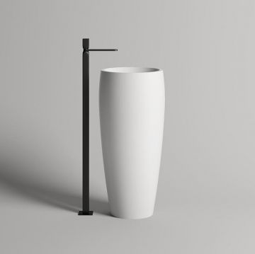 Раковина Salini (Салини) Armonia 203 напольная 47х47х90cм., без отверстий, без перелива, донный клапан and Up and Down and , материал: S-Stone, цвет: белый матовый 130113SM