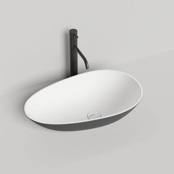 Раковина Salini (Салини) Paola накладная 58х34.5х14 см, без отверстий под смес, без перелива, мат-л: S-Stone, матовый, цвет: RAL 9011 1101201SMRH RAL9011 снаружи