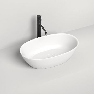 Раковина Salini (Салини) Sofia накладная 56х33.5х15cм, без отверстий, без перелива, S-Sense, цвет: белый глянцевый 1101106G