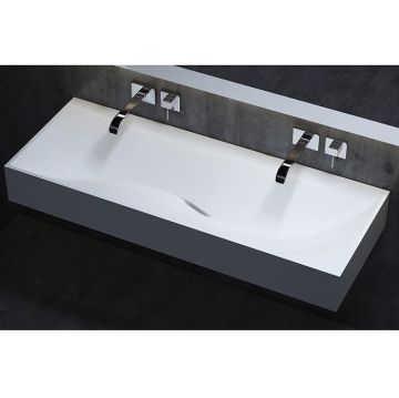 Раковина Salini (Салини) Sonata накладная 120х45х13cм, без отверстий, без перелива, сифон, S-Stone, цвет: белый матовый 1401201M