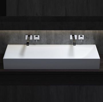 Раковина Salini (Салини) Sonata накладная 120х45х13cм, без отверстий, без перелива, сифон, S-Stone, цвет: белый матовый 1401201M