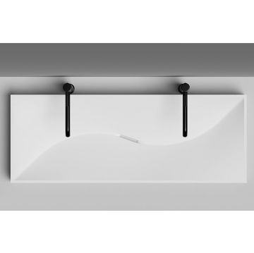 Раковина Salini (Салини) Sonata накладная 120х45х13cм, без отверстий, без перелива, сифон, S-Stone, цвет: белый матовый 1401201M