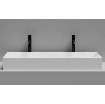 Раковина Salini (Салини) Sonata накладная 120х45х13cм, без отверстий, без перелива, сифон, S-Stone, цвет: белый матовый 1401201M