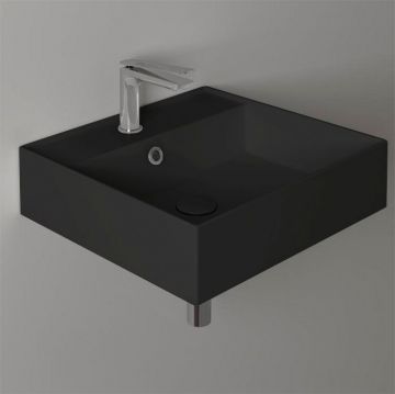 Раковина Simas Agile 51х46 см, подвесная, 1 отверстие, с переливом, цвет: черный матовый AG51 nero matt*1