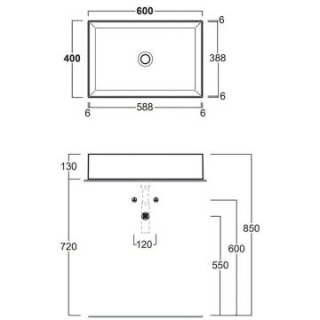 Раковина Simas (Симас) Agile 60х40 см, без отверстий, на столешницу, без перелива, цвет: черный матовый AG60 nero matt