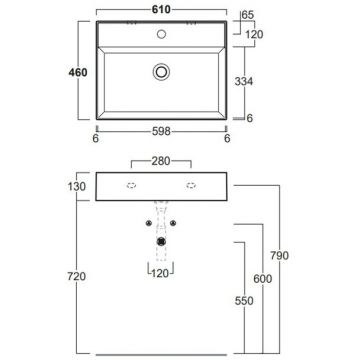 Раковина Simas (Симас) Agile 61х46 см, 1 отверстие, подвесная, с переливом, цвет: белый AG61 bi*1