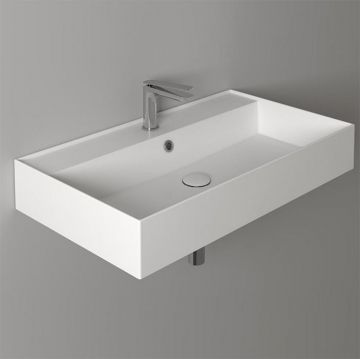 Раковина Simas Agile 81х46 см, 1 отверстие, подвесная, с переливом, цвет: белый AG81 bi*1