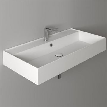 Раковина Simas (Симас) Agile 91х46 см, 1 отверстие, подвесная, с переливом, цвет: белый AG91 bi*1
