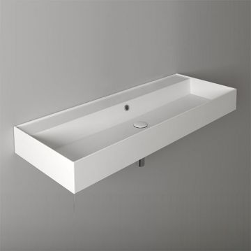 Раковина Simas (Симас) Agile подвесная 121х46 см, с переливом, без отверстий под смеситель, цвет: белый AG121 bi*0