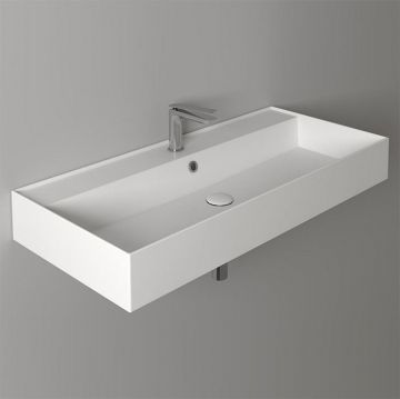 Раковина Simas Agile 101х46 см, 1 отверстие, подвесная, с переливом, цвет: белый AG101 bi*1