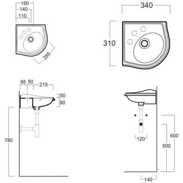 Раковина Simas Arcade 34х34 см, 1 отверстие, цвет: белый AR036bi*1