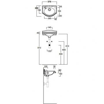 Раковина Simas (Симас) Arcade 37х28 см, 1 отверстие справа, цвет: белый AR035bi*1dx