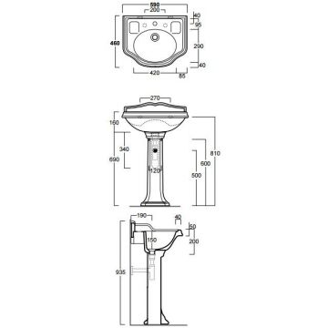 Раковина Simas (Симас) Arcade 59х46 см, 1 отверстие, цвет: белый AR814bi*1