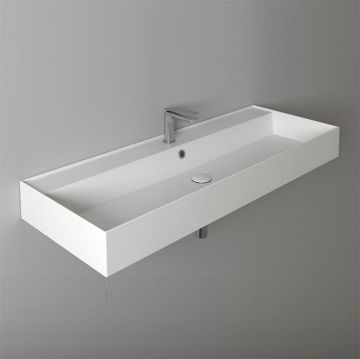 Раковина Simas (Симас) Agile 121х46 см, 1 отверстие, подвесная, с переливом, цвет: белый AG121 bi*1