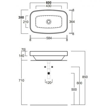 Раковина Simas (Симас) Baden Baden 60х38 см, без отверстий, цвет: белый BB11bi