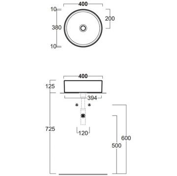 Раковина Simas (Симас) Folio круглая накладная 40x13 см, без отв под смеситель, цвет: белый FO01bi
