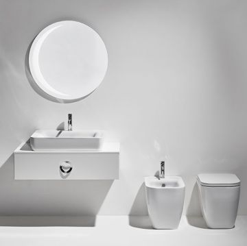 Раковина Simas (Симас) Henges накладная/подвесная 70х50 см,с 1 отв под смеситель, с донным клапаном керамическим Plhe, цвет: белый HE10bi*1