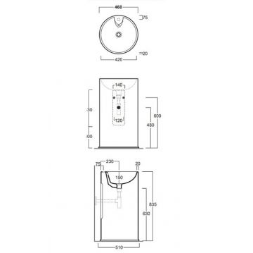 Раковина напольная Simas (Симас) Top e lavabi darredo 51х83.5 см, 1 отверстие, цвет: белый GTEbi*1