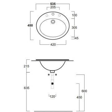 Раковина Simas (Симас) Top e lavabi darredo 53.5х45 см, 1 отверстие, цвет: белый S52bi*1