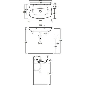 Раковина Simas Vignoni 80х50 см см, 1 отверстие, цвет: белый VI11bi*1
