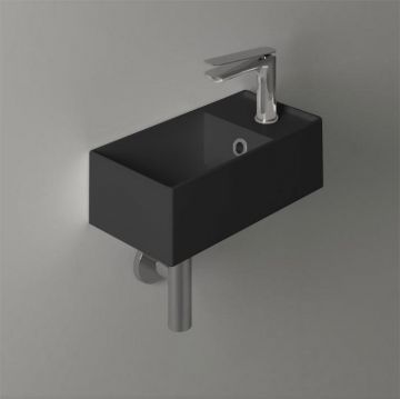 Раковина Simas (Симас) Agile 40х20 см, подвесная, 1 отверстие, правая, цвет: черный матовый AG20 nero matt*1