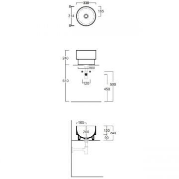 Раковина Simas (Симас) Po-mo 33xh42 см, полувстраеваемая сверху без отверстий, без перелива, цвет: белый PO03bi