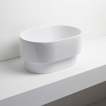 Раковина Simas (Симас) Po-mo 50x33xh24 см, полувстраеваемая сверху без отверстий, без перелива, цвет: белый PO04bi