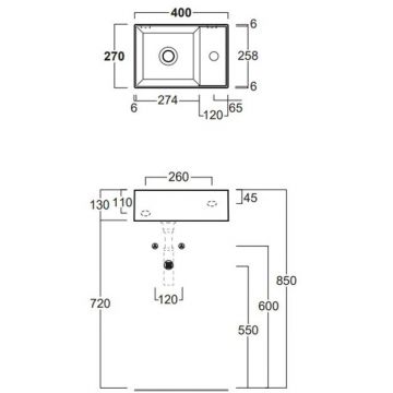 Раковина Simas (Симас) Agile 40х27 см, 1 отверстие, цвет: белый AG40 bi*1