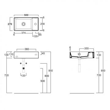 Раковина Simas Agile 50х27 см, 1 отверстие, цвет: белый матовый AG50 bi matt*1