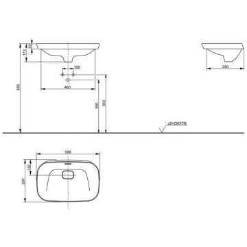 Раковина Toto Neorest 59.6x39.7x17.3 см, без отверстий, полувстраеваемая, CeFiONtect, цвет: белый LW3716HY#XW